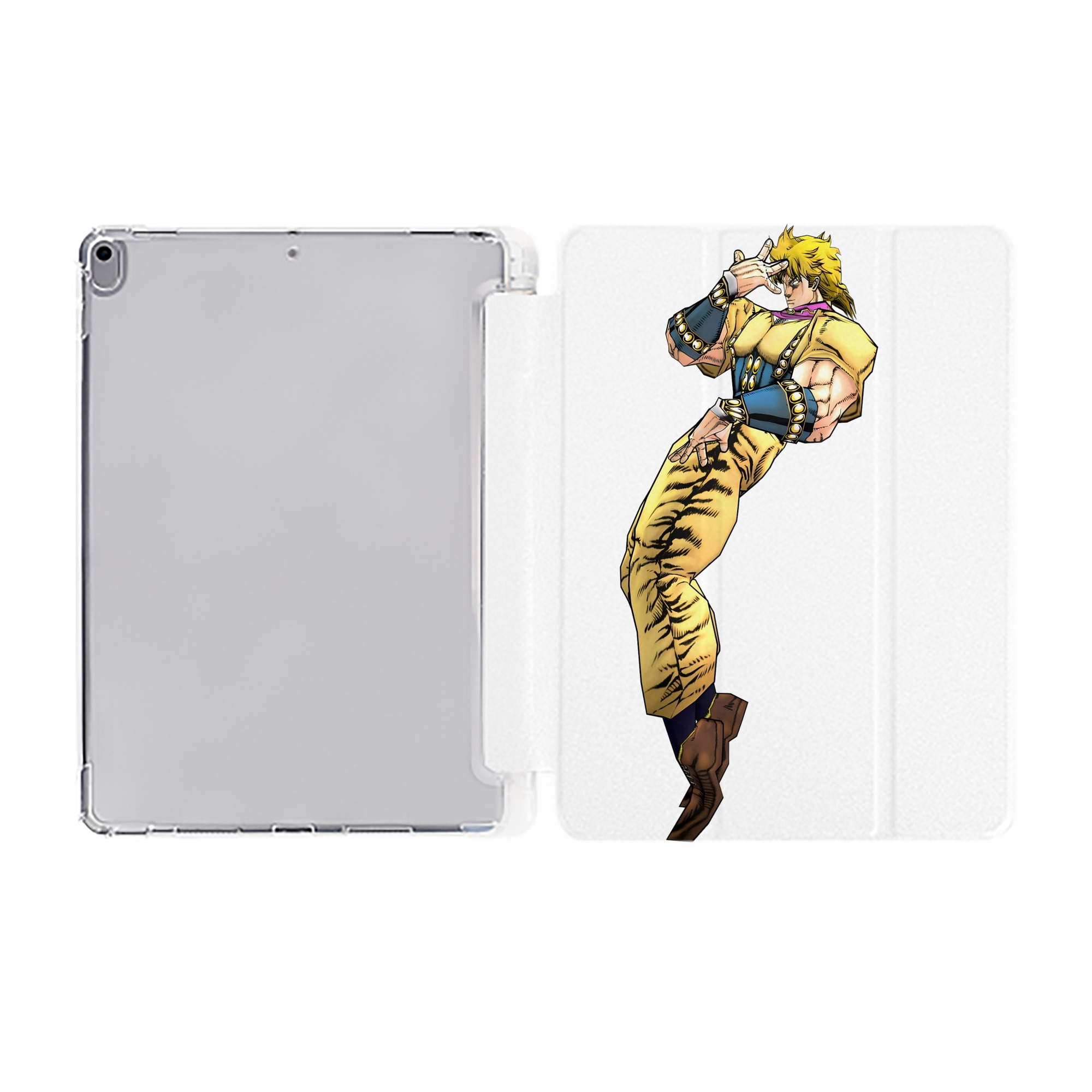 （画像用） ジョジョの奇妙な冒険 ディオ?ブランドー JoJo's Bizarre Adventure Dio Brando IPad ケース ペン収納付き 三つ折りスタンド PUレザー×シリコン 対応機種9.5/10.5/10.9インチ